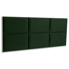 Cabeceira Casal Estofada Kit 6 Placas Retangular - Veludo Verde Musgo
