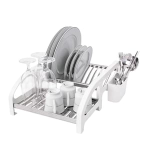 Escorredor Cama 12 Pratos Inox Branco Com Porta Talheres