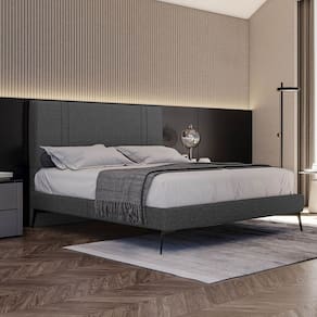 Base Bi Partida Slim Queen em Linho com Cabeceira Skybox