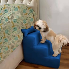 Escada Pet Para Cães e Gatos Teddy 3 Degraus Marinho