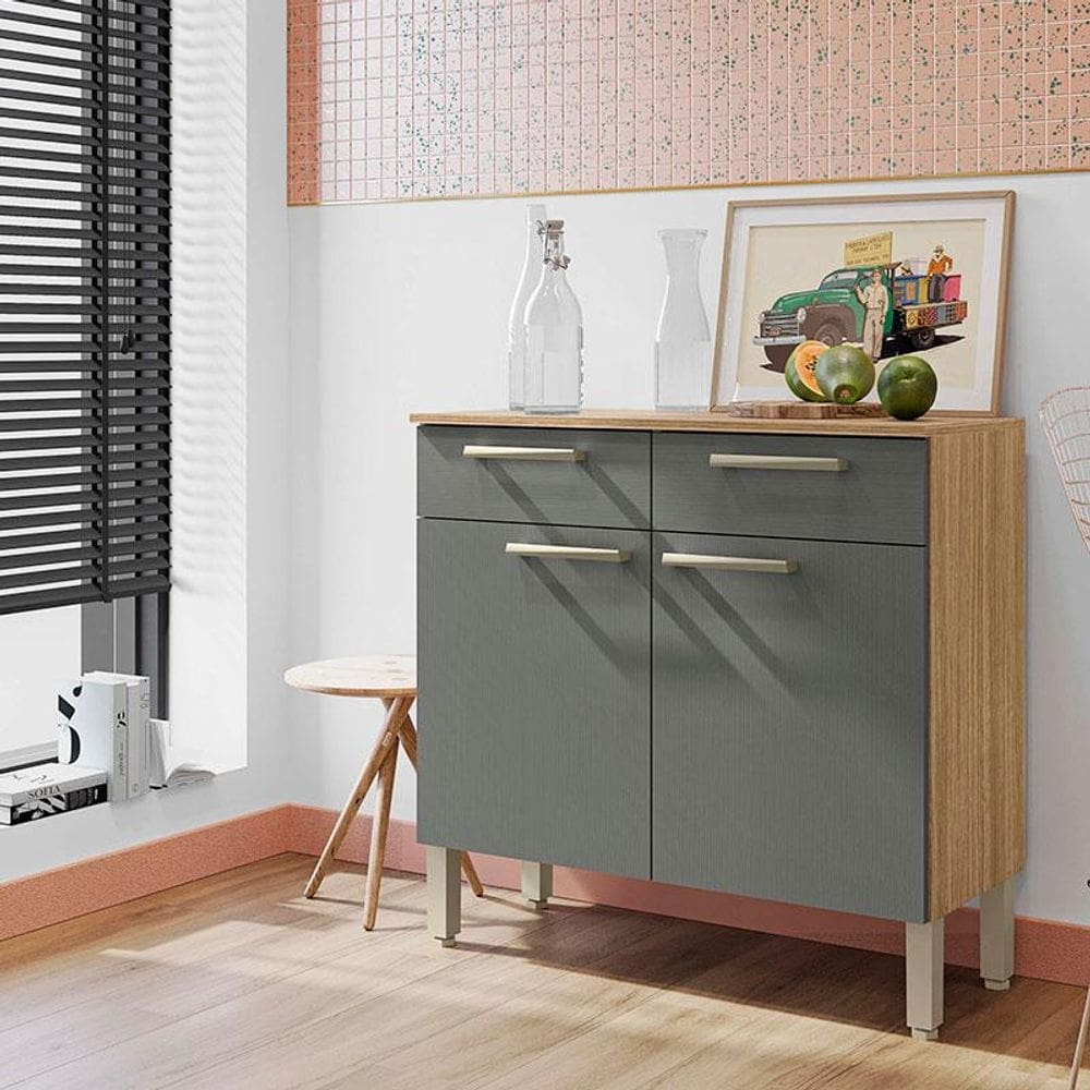 Balcão de Cozinha Ambiente Nala Freijó Gris - Kits Paraná