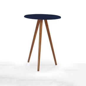 Mesa de Apoio Grande Tripé Pé Palito Hannover - Azul Petróleo/Imbuia Glazer