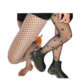 Meia Calça Coração Fio 15 + Meia Calça Arrastão Trama Média Juvenil / Adulto - Tamanho 40