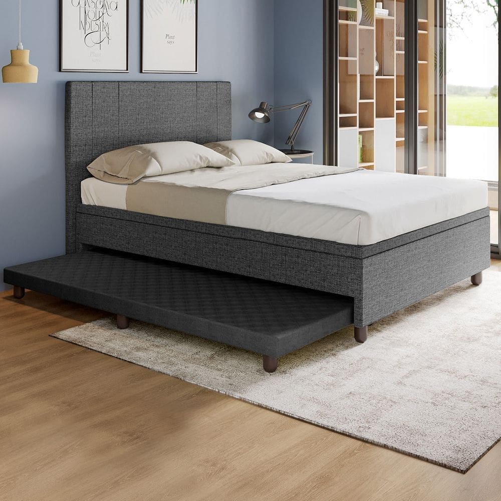 Base Box Casal com Cama Auxiliar c/colchão conjugado Linho SkyBox