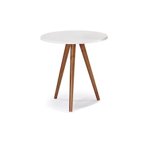 Mesa de Apoio Pequena Tripé Pé Palito Hannover - Branco/Imbuia Glazer