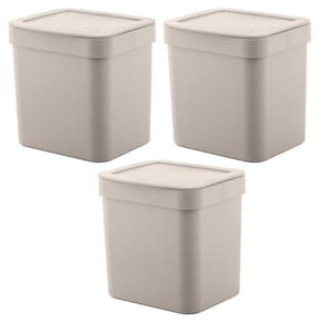 3X Lixeira De Cozinha Pequena 2,5 Litros Ou Trium Bege