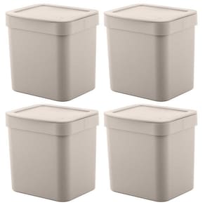 4X Lixeira De Cozinha Pequena 2,5 Litros Ou Trium Bege