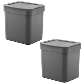 2X Lixeira De Cozinha Pequena 2,5 Litros Ou Trium Cinza