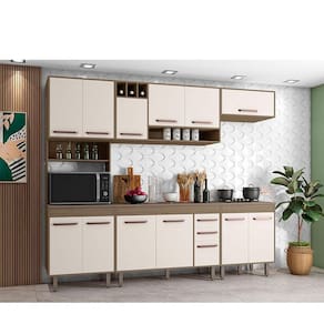 Cozinha 5 Peças Ambiente Barcelona Carvalho OAK Off White – Poliman