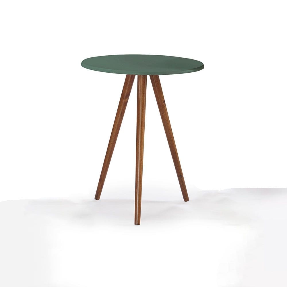 Mesa de Apoio Média Tripé Pé Palito Hannover - Verde Musgo/Imbuia Glazer