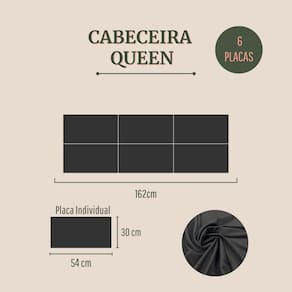 Cabeceira Queen Estofada Kit 6 Placas Retangular - Suede Preto