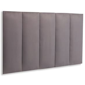 Cabeceira Solteiro Estofada Kit 5 Placas Reta - Suede Cinza