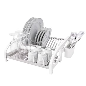 Escorredor Cama 16 Pratos Inox Branco Com Porta Talheres