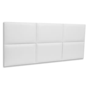 Cabeceira Casal Estofada Kit 6 Placas Retangular - Courino Branco