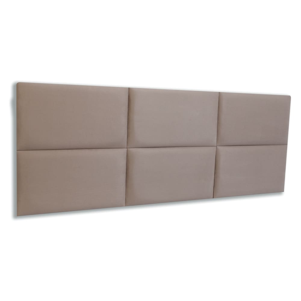Cabeceira Queen Estofada Kit 6 Placas Retangular - Suede Bege