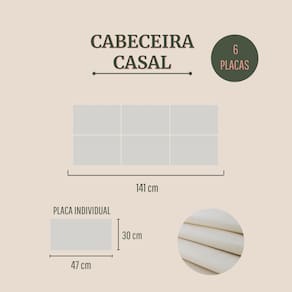 Cabeceira Casal Estofada Kit 6 Placas Retangular - Suede Creme / Off White