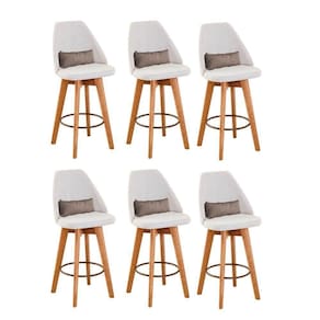 Kit 06 Banquetas Bege Claro E Almofada Suede Bege