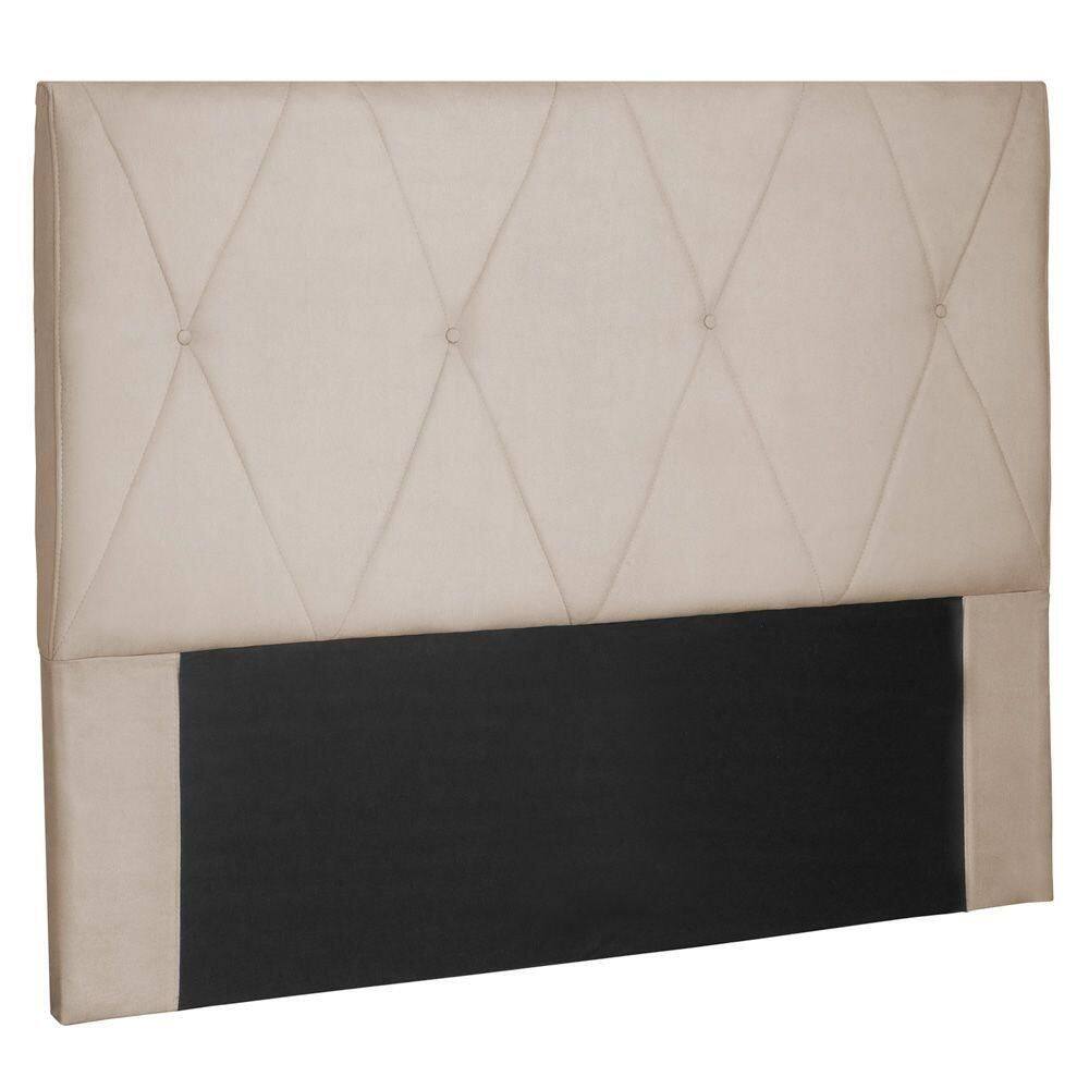 Cabeceira Estofada Box Casal King Size 195cm Suede Bege