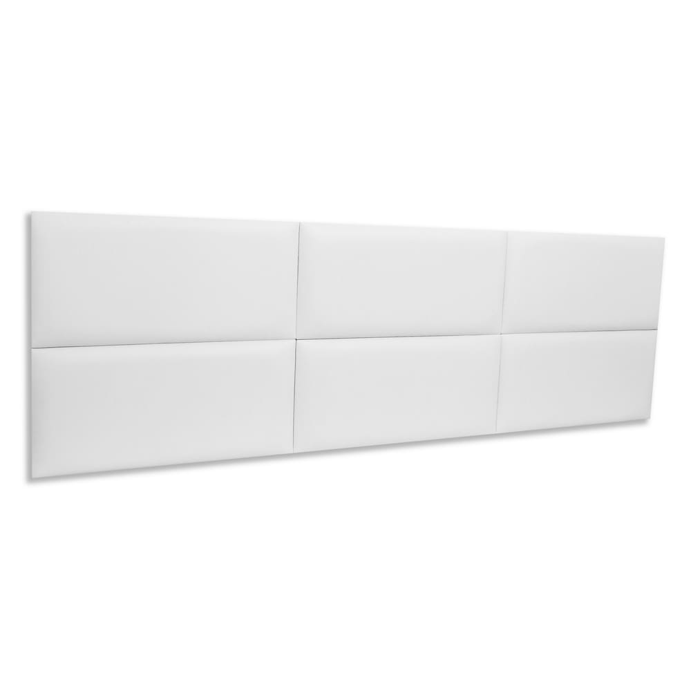 Cabeceira King Estofada Kit 6 Placas Retangular - Courino Branco