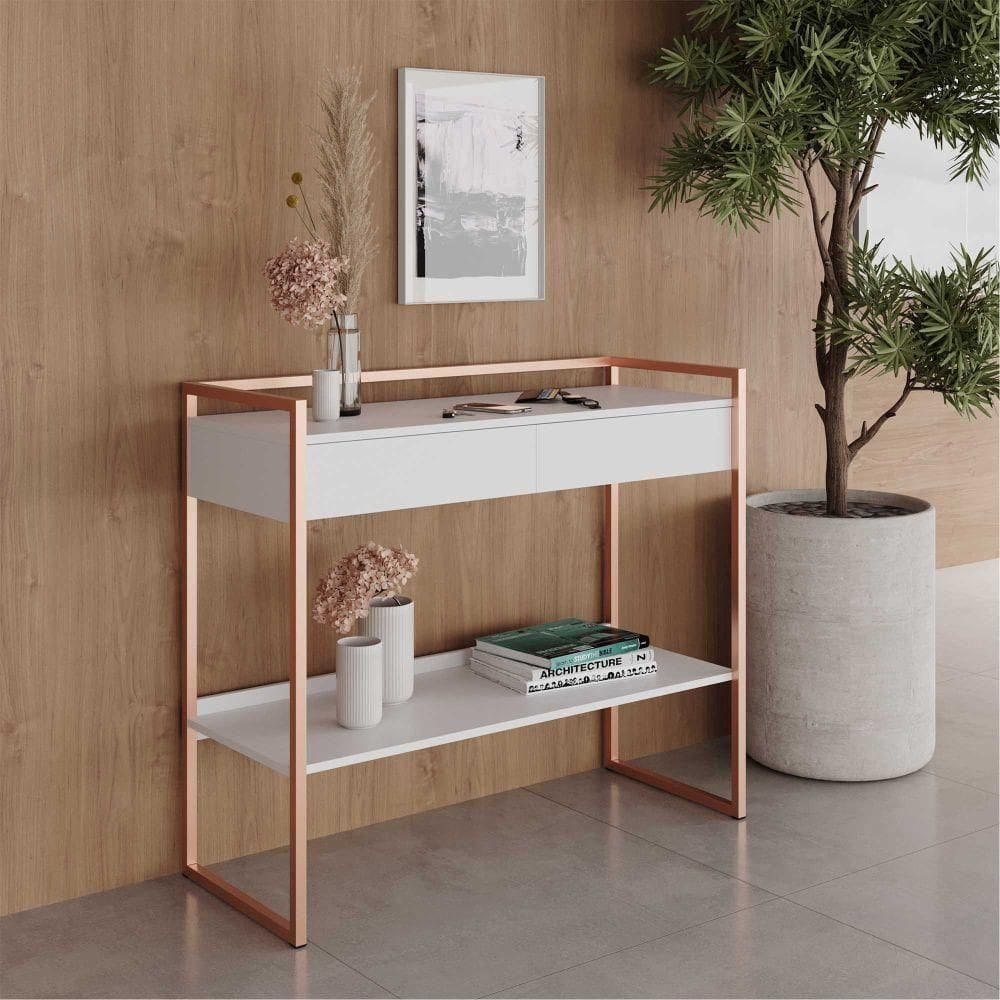 Aparador Com Gaveta Neve Branco Cobre