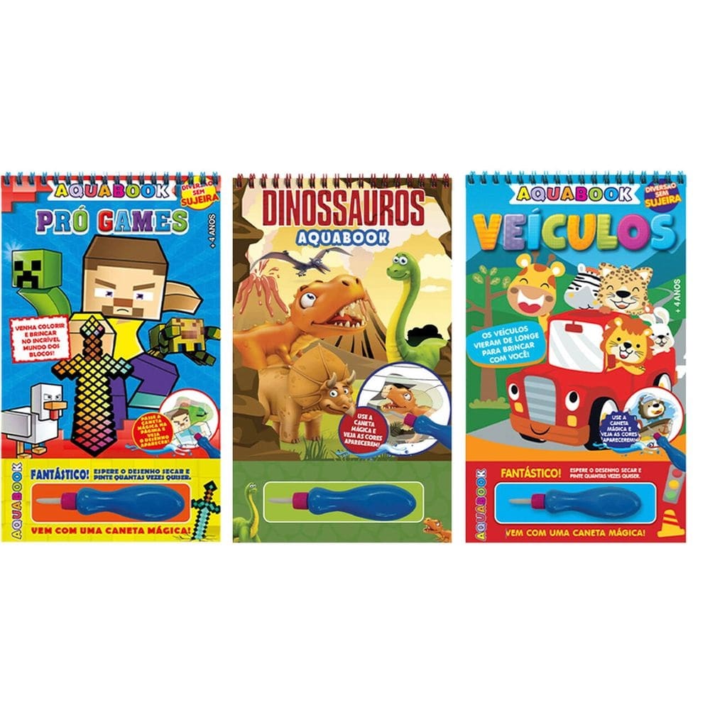 Kit Aquabook - 3 Livros Meninos
