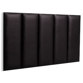 Cabeceira Solteiro Estofada Kit 5 Placas Reta - Courino Preto