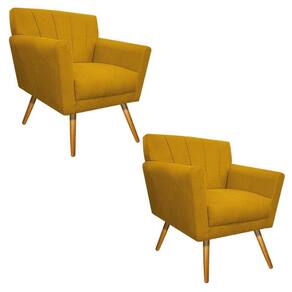02 Poltronas Laura Palito Mel Suede Amarelo