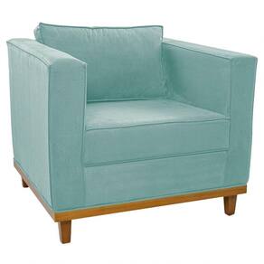 Poltrona Decorativa Europa Suede Azul Tiffany
