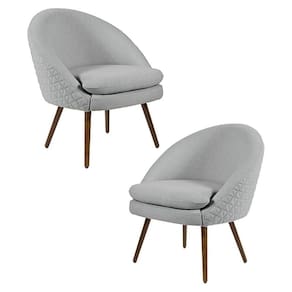Kit 2 Poltronas Decorativas Pés Palito Rafa C-315 Linho Tressê Cinza Claro