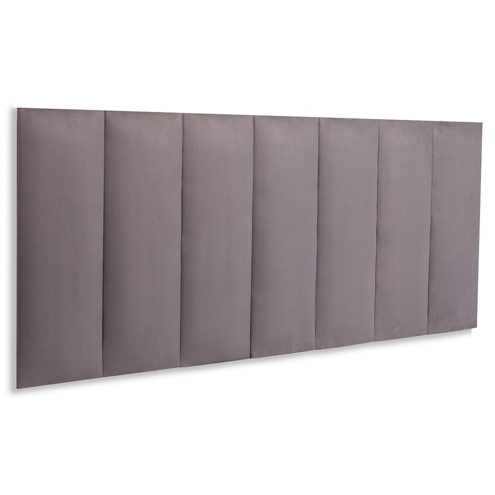 Cabeceira Casal Estofada Kit 7 Placas Reta - Suede Cinza