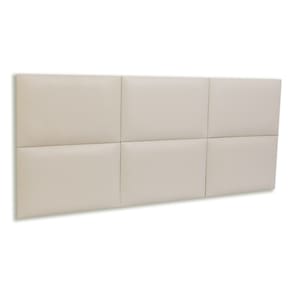 Cabeceira Casal Estofada Kit 6 Placas Retangular - Courino Marfim / Off White