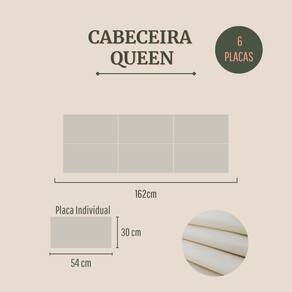 Cabeceira Queen Estofada Kit 6 Placas Retangular - Suede Creme / Off White