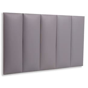 Cabeceira Solteiro Estofada Kit 5 Placas Reta - Courino Cinza