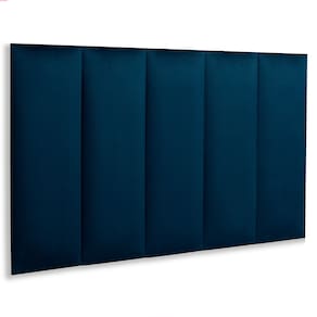 Cabeceira Solteiro Estofada Kit 5 Placas Reta - Veludo Azul Marinho