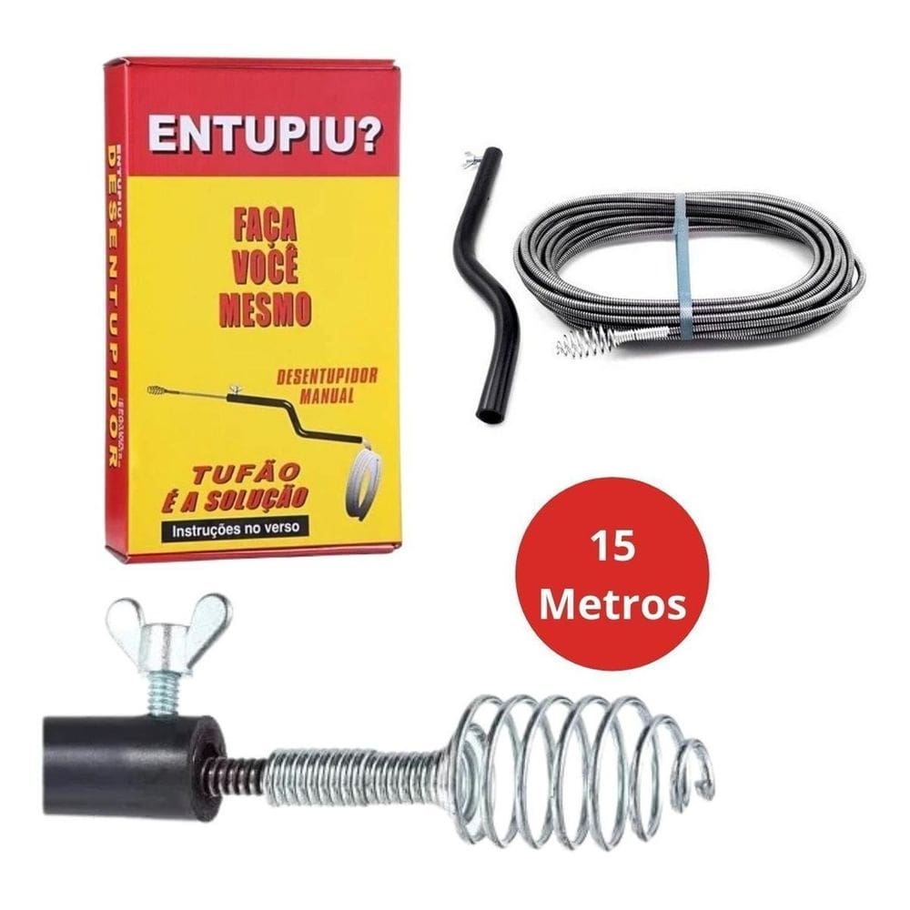 Desentupidor Tufão Aço 15M Cano Encanamento Cozinha Banheiro