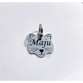 Pingente Plaquinha Plaqueta Pet Cachorro Gato Personalizado Cor Prateado