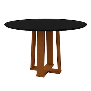 Mesa Jantar 4 Lugares 1,20m Redondo Vidro Isabela Ypê Preto
