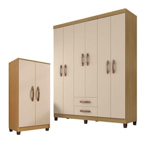 Guarda Roupa Casal Módena com Armário Multiuso Recife Carvalho Americano Off White - Incorplac