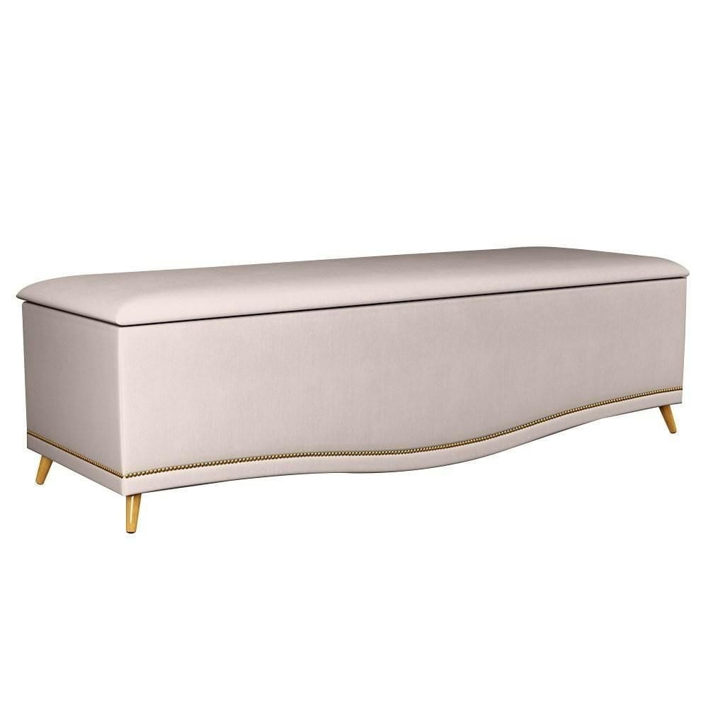 Calçadeira Baú Queen 160cm Imperial J02 Suede Bege