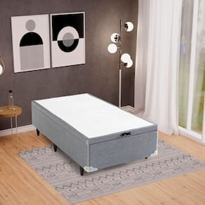 Base Box Baú Solteiro 88x188x35cm Merida Cinza