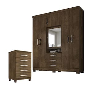Guarda Roupa Casal Imperial com Cômoda Cannes 5 Gavetas Malbec - Incorplac