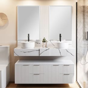 Bancada em Porcelanato 120cm Ripy para Cuba de Apoio Calacata