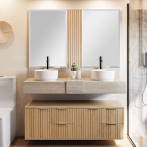 Bancada em Porcelanato 120cm Ripy para Cuba de Apoio Travertino