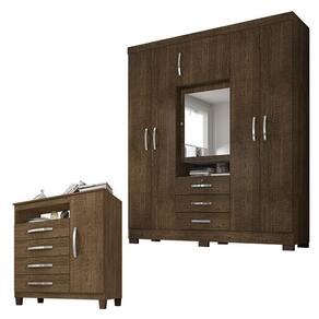 Guarda Roupa Casal Imperial com Cômoda Sapateira Cannes Malbec - Incorplac