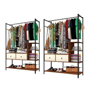 Conjunto Closets Industriais Magali Preto Canela Off White