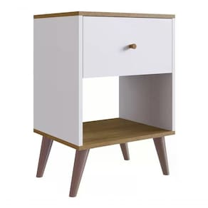 Mesa De Cabeceira 01 Gaveta Re001 Branco Mel Pp Branco Mel