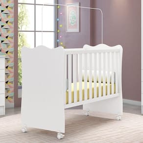 Berço Infantil Com Mosqueteiro Doce Sonho Branco