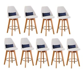 Kit 09 Banquetas Bege Claro E Almofada Suede Azul Marinho