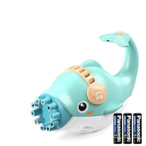 Kit 1 Golfinho Bolha Sabão Criança Infantil+ 3 Pilha Azul 5