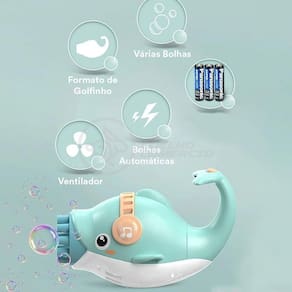Kit 1 Golfinho Bolha Sabão Criança Infantil+ 3 Pilha Azul 6